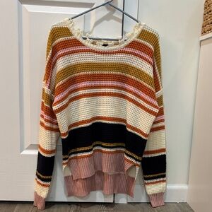 Cozy Striped Women's Sweater in Pink, Orange, and Cream
